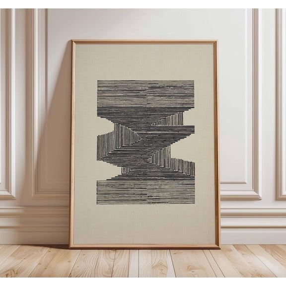 Minimal Black White Line Poster, Unframed Paper Poster 8x10in