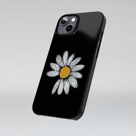 Minimal Black and White Daisy Flower Cute Summer Blossom Pattern iPhone 11 12 13 14 15 16 17 Pro Max Case