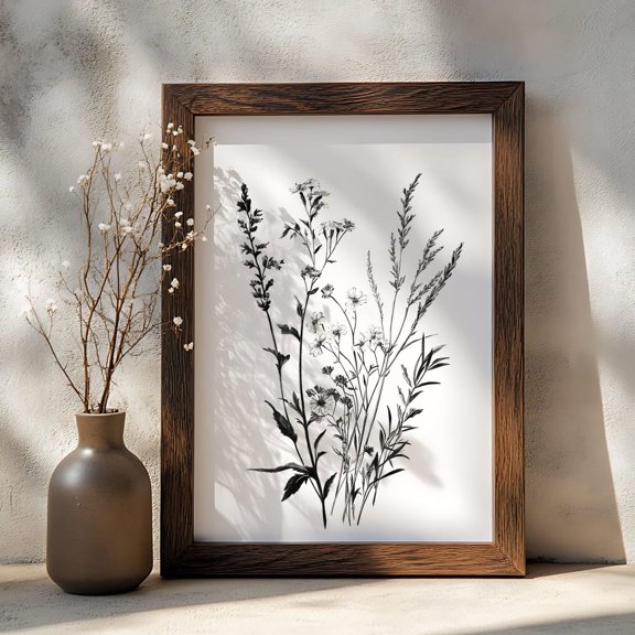 Minimal Botanical Sketch Wildflower Poster, 8x12 UNFRAMED