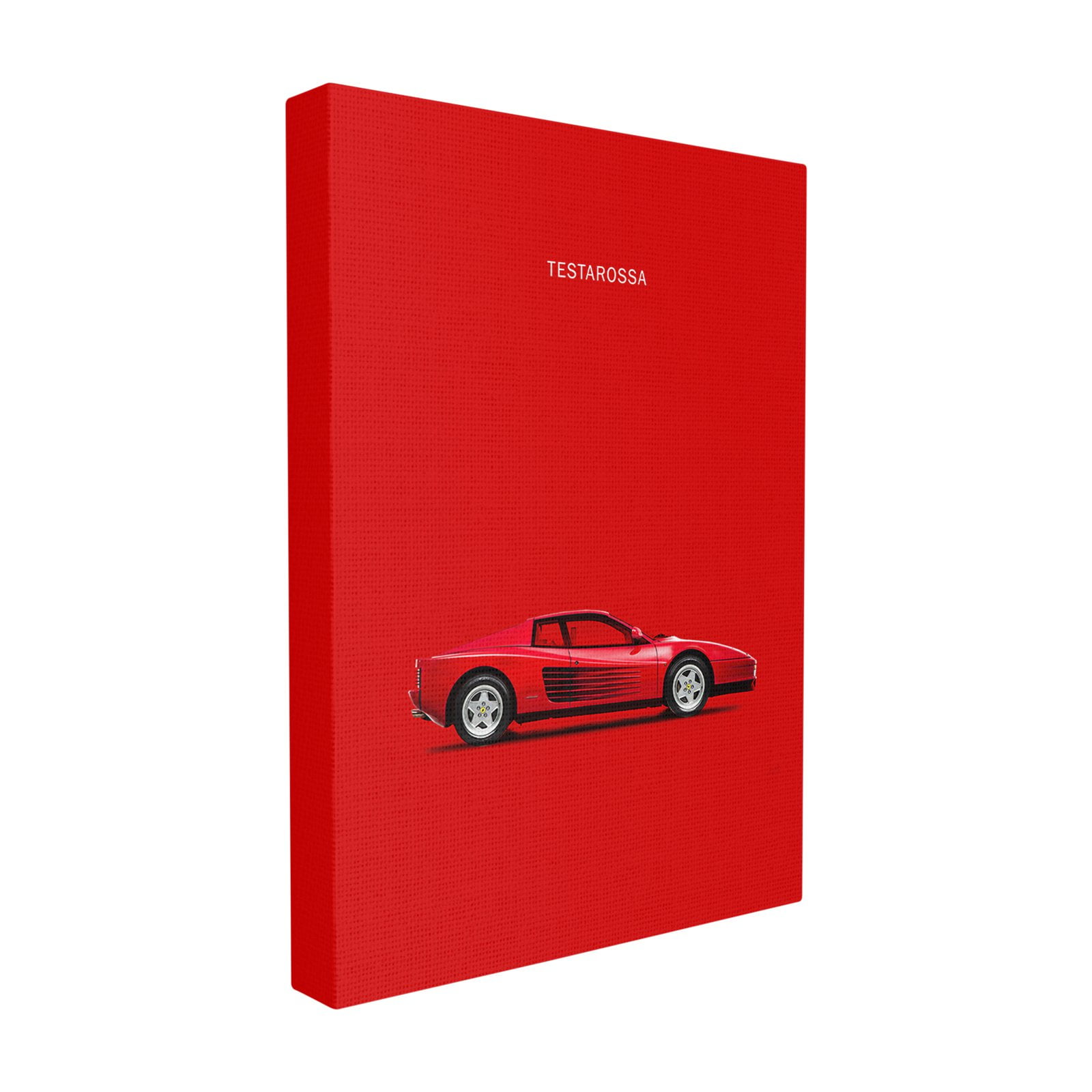 Minimal Bright Bold and Shiny Testarossa Red Car Poster XXL Stretched Canvas Wall Art, 30 x 1.5 x 40