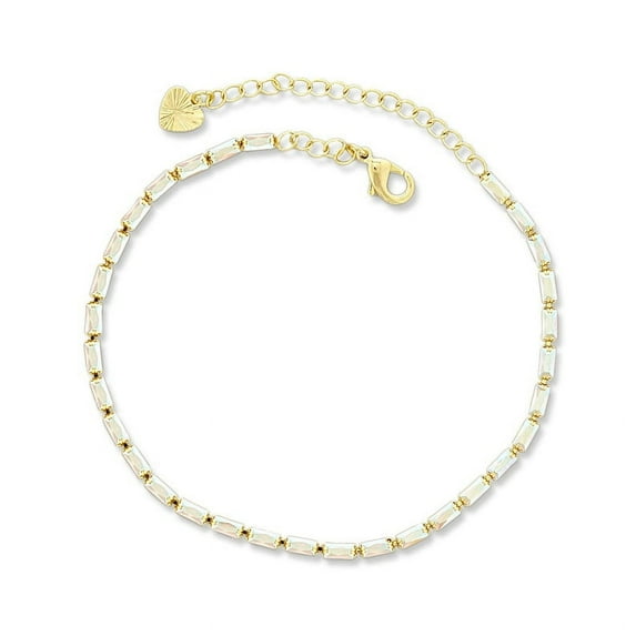 Minimal CZ Stone Anklets For Women Gold Plated, with 6"+2" Inch Adjustable Size.