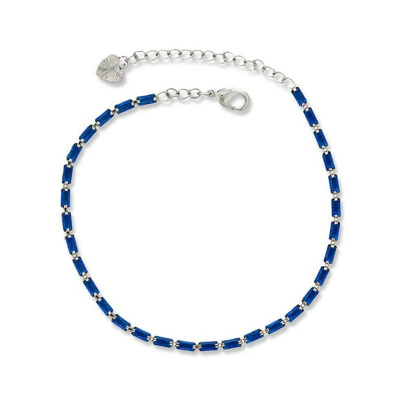 Minimal CZ Stone Anklets For Women Silver Plated, 6"+2" Inch Adjustable Size