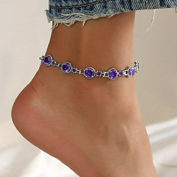 Minimal CZ Stones Anklets or Bracelet For Summer, 6"+2" Inch Adjustable Size