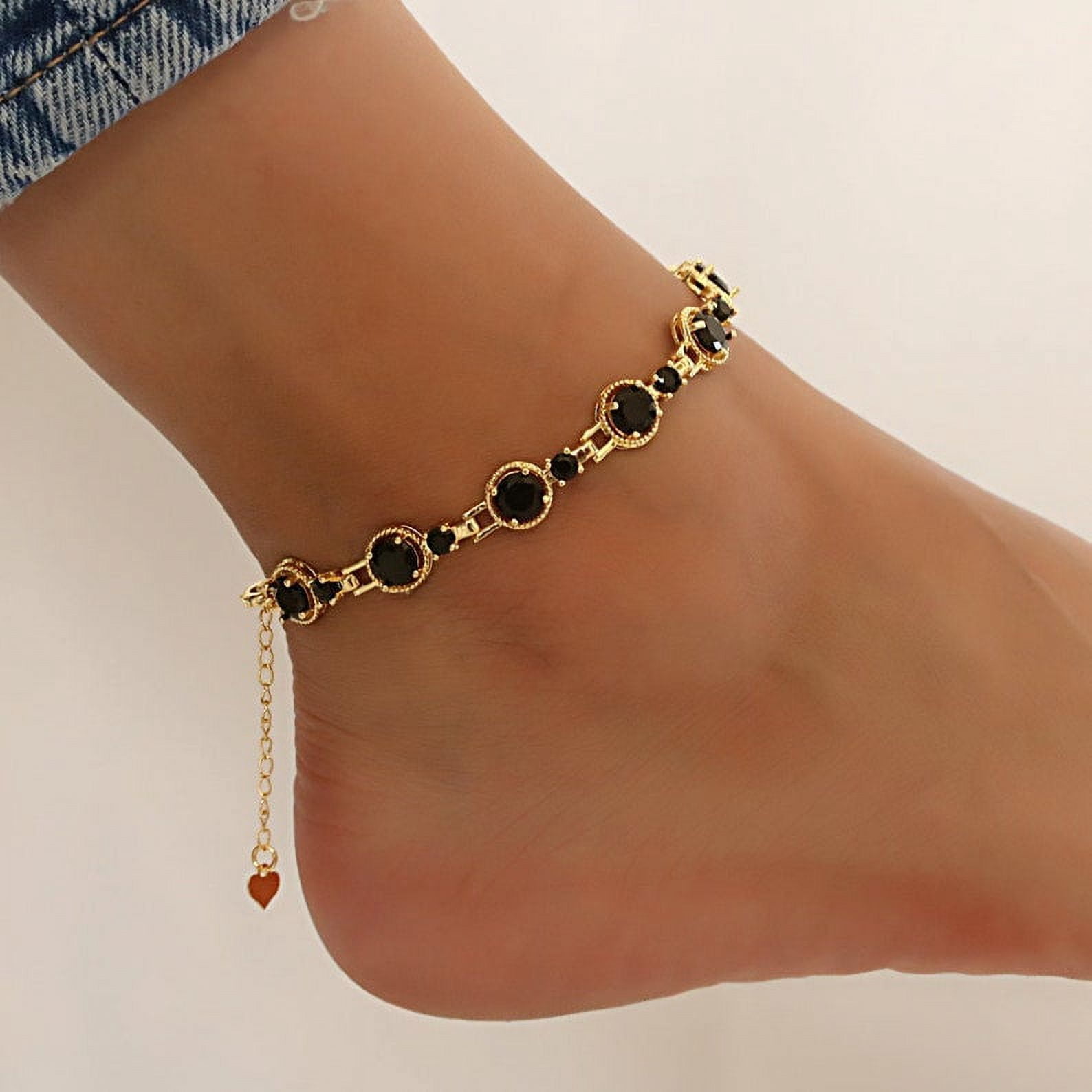 Minimal CZ Stones Anklets or Bracelet For Women, with 5"+2" Inch Adjustable Size.