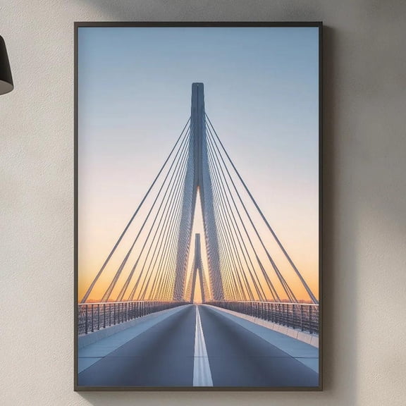 Minimal Cable Bridge Architectural Wall Art Poster Unframed Paper Print