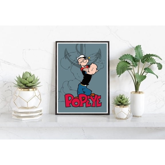 Minimal Cartoon Wall Art Poster for Home Office Decor Strong Sailor Popeye Illustration Size 24x36 Unframed Poster