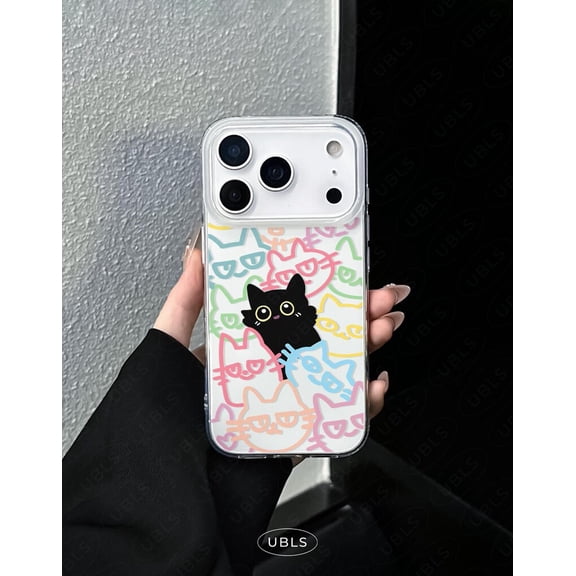 Minimal Cat Clear Phone Case, Soft TPU Shockproof Protective Cover