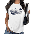 thumbnail image 1 of Minimal Cat Shirt Graphic Tees Print Tshirt Shirts White Women Cute Cat Relaxed Lazy Aesthetic Casual Summer Lightweight Tee Size S-5XL Tops, 1 of 5