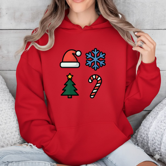 Minimal Christmas Icons Set Simple Modern Holiday Graphic Design Hoodie Shirt, up to size 5XL