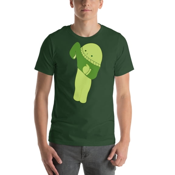 Minimal Cute Green Character T-Shirt | Aesthetic Cartoon Tee | Soft Unisex Graphic Shirt | Kawaii Chill Vibes Gift (Forest, L)