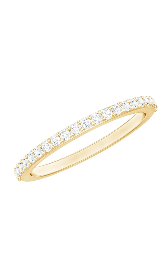 Minimal Diamond Half Eternity Ring (1/4 CT, HI-SI Quality), 18K Yellow Gold, US 4.00