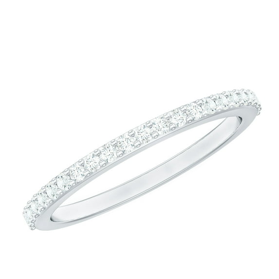 Rosec Jewels Minimal Diamond Half Eternity Ring for Women - Stackable Ring (HI-SI Quality), 925 Sterling Silver, US 11.00