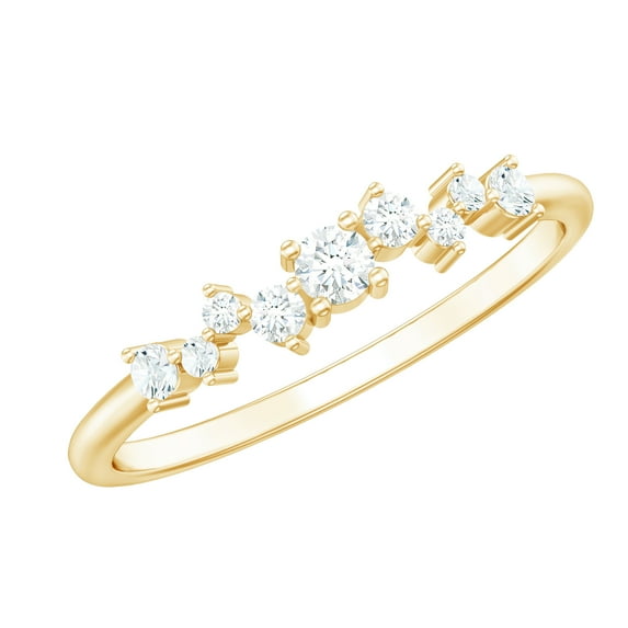 Rosec Jewels Minimal Diamond Half Eternity Ring for Women (HI-SI Quality), 14K Yellow Gold, US 4.00