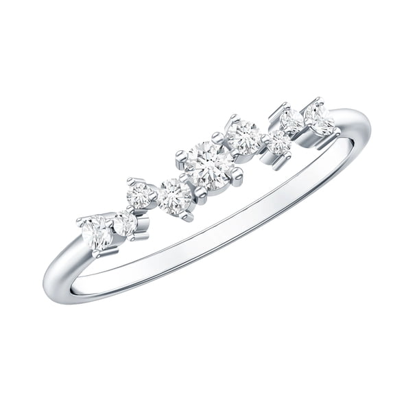 Rosec Jewels Minimal Diamond Half Eternity Ring for Women (HI-SI Quality), 18K White Gold, US 12.50
