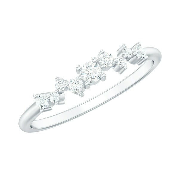 Rosec Jewels Minimal Diamond Half Eternity Ring for Women (0.25 CT, HI-SI Quality), 18K White Gold, US 12.50