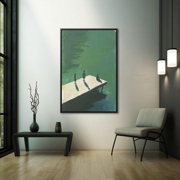 Minimal Dockside Serene Waterscape Wall Decor Unframed Paper Print