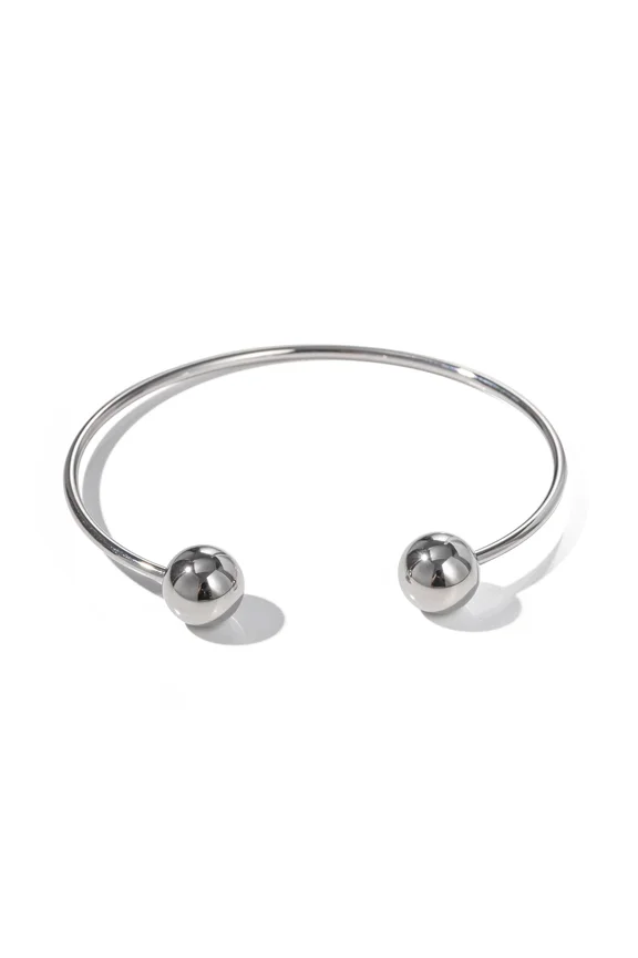 Minimal Double Meteorite Bangle 14K Yellow Gold Cuff Golden Silver Color Solid Ball Bracelet Perfect Gift