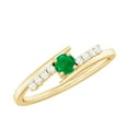 thumbnail image 1 of Rosec Jewels Emerald Promise Ring for Women - Natural Emerald Diamond Ring - AAA Quality - Ready to Gift for Valentines, 10K Yellow Gold, US 7.50, 1 of 7