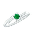 thumbnail image 1 of Rosec Jewels Emerald Promise Ring for Women - Natural Emerald Diamond Ring - AAA Quality - Ready to Gift for Valentines, 925 Sterling Silver, US 7.50, 1 of 7