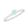 thumbnail image 1 of Rosec Jewels Minimal Ethiopian Opal Solitaire Promise Ring with Diamond for Women - AAA Grade, 14K White Gold, US 6.00, 1 of 7
