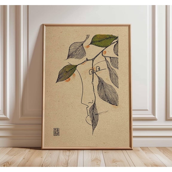 Minimal Face Line Art Poster, Unframed Paper Poster 8x10in