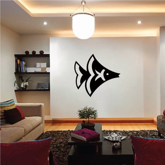 Minimal Fan Fish Decal - 36 Inches