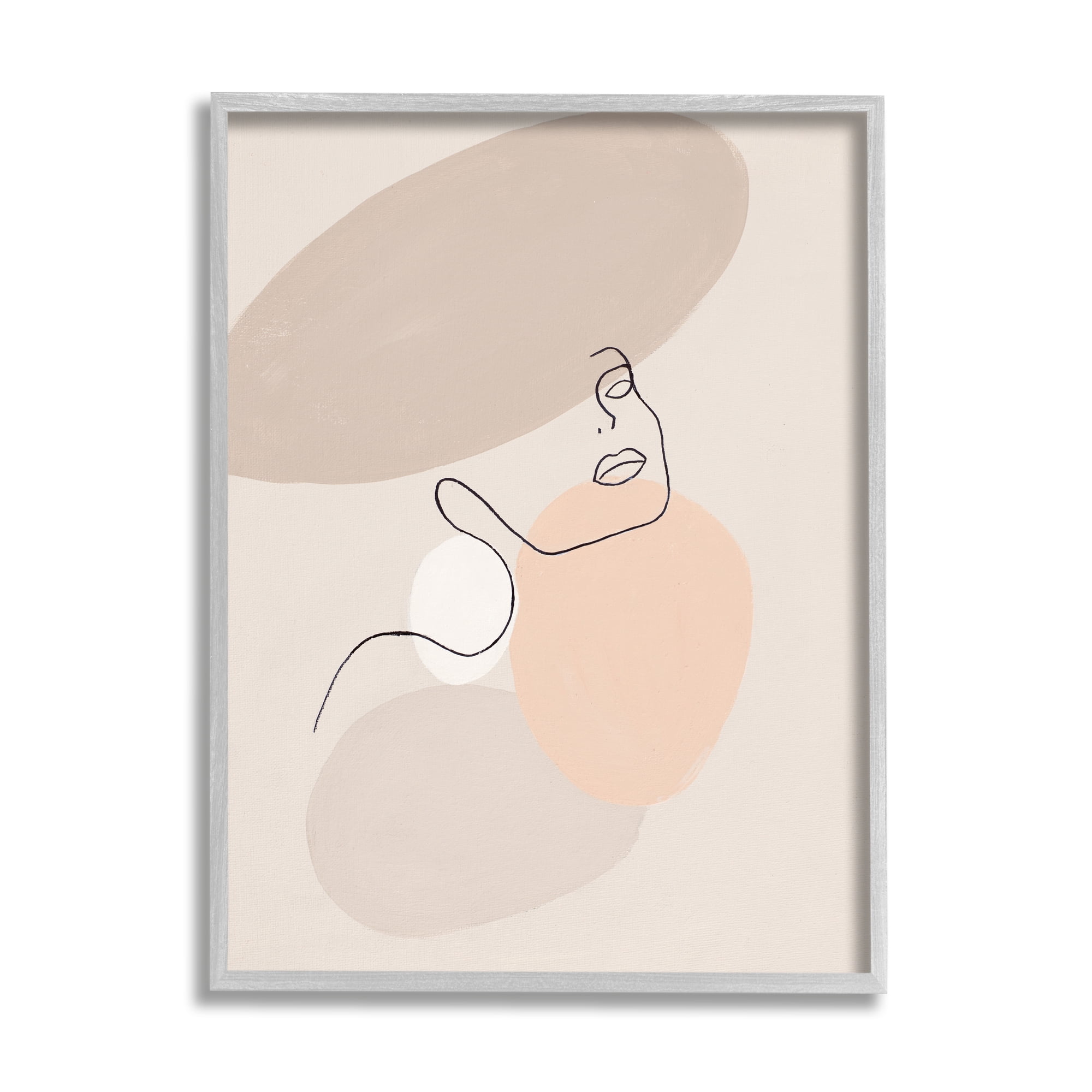 Stupell Industries Minimal Female Line Drawing over Abstract Shapes,11 x 14,Designed by Patricia Pinto