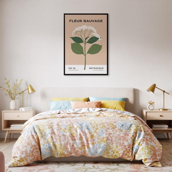 Minimal Fleur Sauvage Wall Art Beige Botanical Flower Modern French Plant Design Nature Lover Or Calm Home Design1 Unframed Paper Print