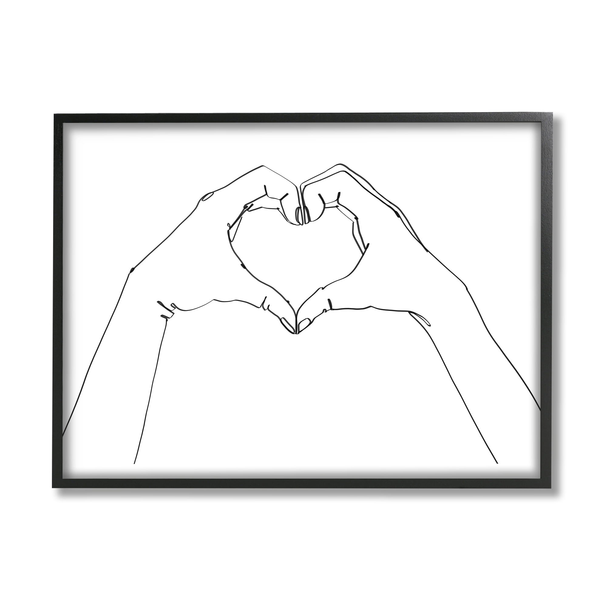 Minimal Heart Shaped Hand Pose 20 in x 16 in Framed Painting Art Prints, by Stupell Home Décor