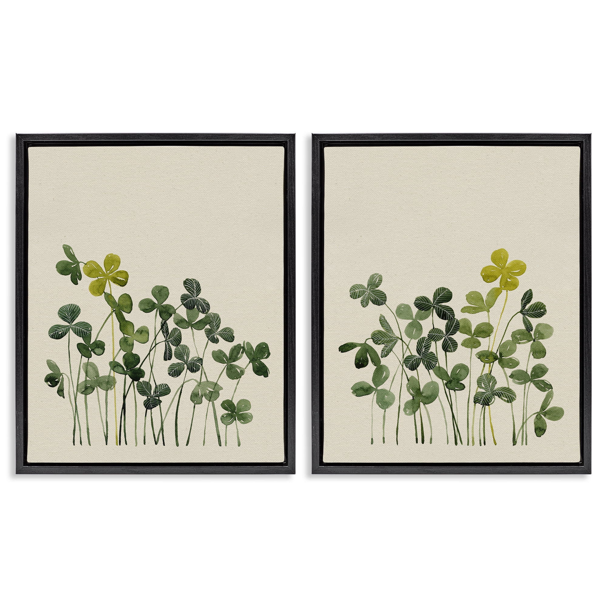 Minimal Hidden Gems 2 Piece Black Framed Floater Canvas Set, design by Grace Popp