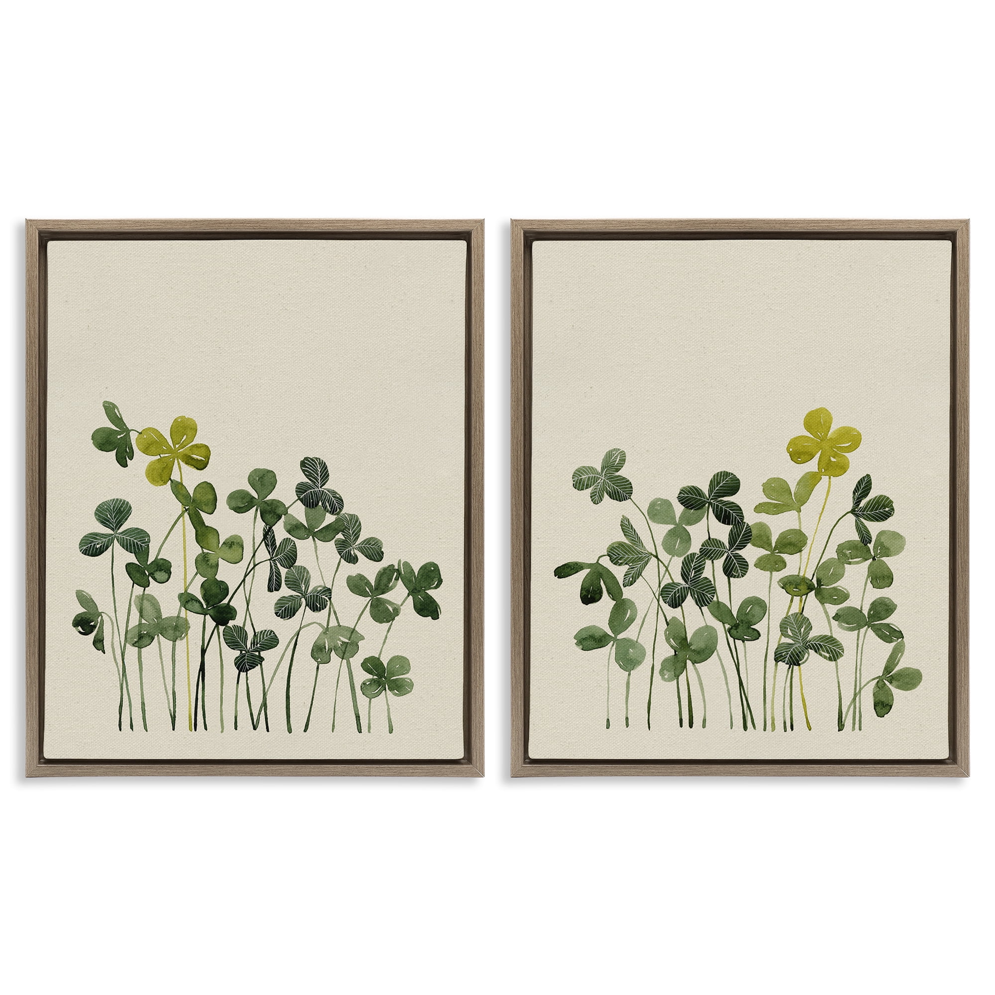 Minimal Hidden Gems 2 Piece Brown Framed Floater Canvas Set, design by Grace Popp