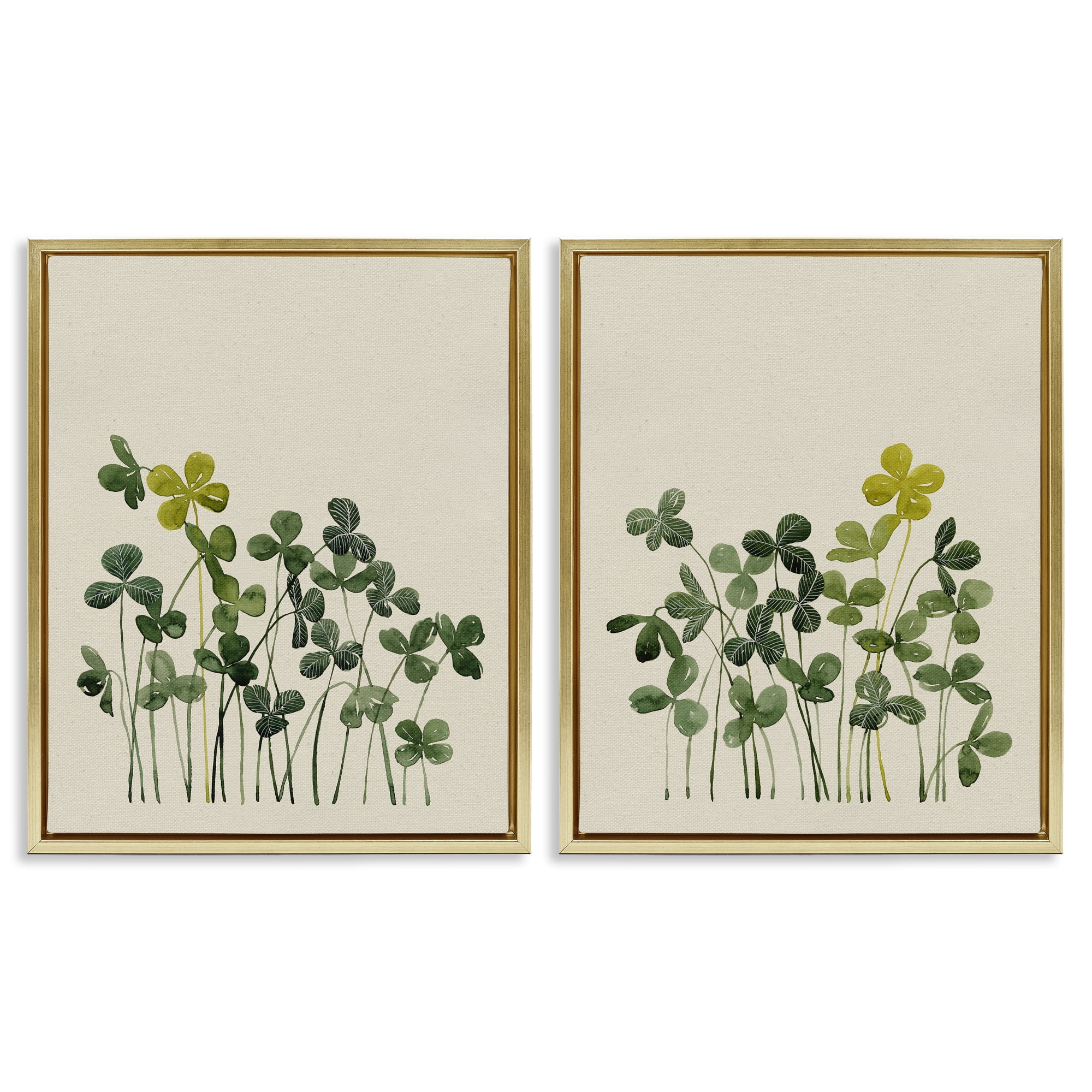 Minimal Hidden Gems 2 Piece Gold Framed Floater Canvas Set, design by Grace Popp