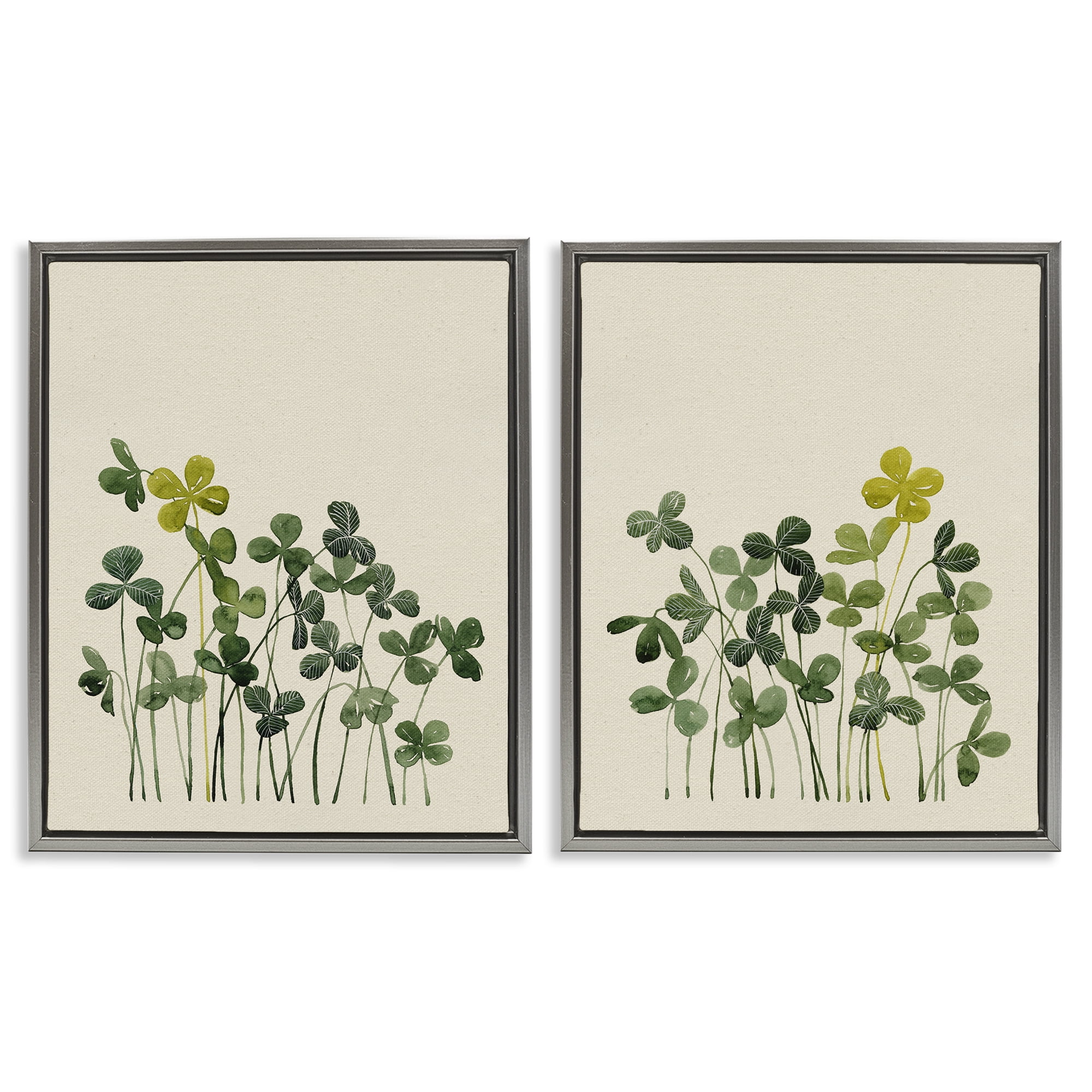 Minimal Hidden Gems 2 Piece Gray Framed Floater Canvas Set, design by Grace Popp