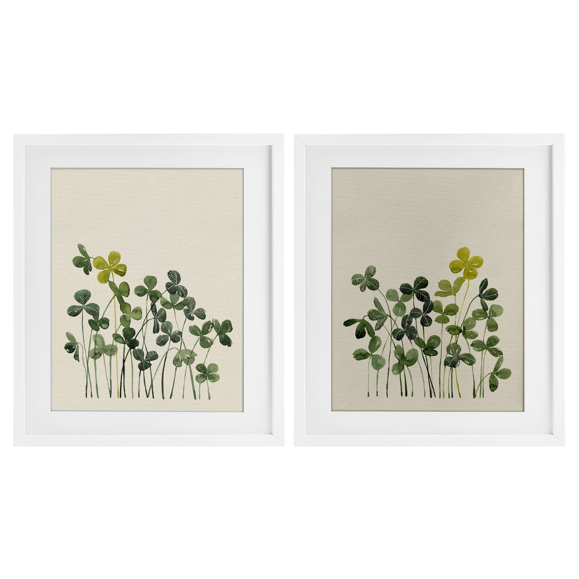 Minimal Hidden Gems 2 Piece White Framed Print Under Glass Set, design by Grace Popp