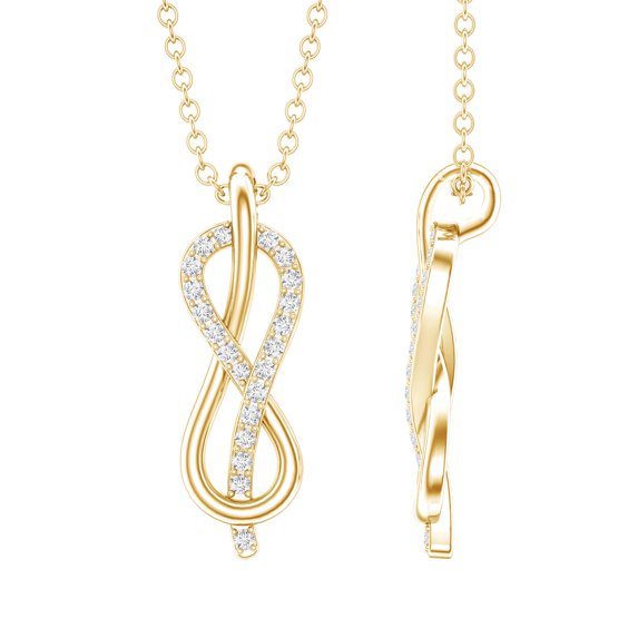 Rosec Jewels Minimal Infinity Pendant Necklace for Women, Certified Moissanite Pendant, 10K Yellow Gold