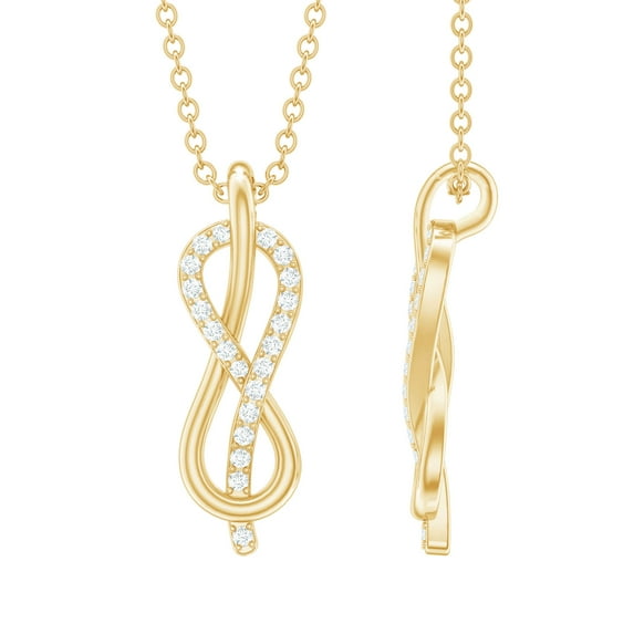 Rosec Jewels Minimal Infinity Pendant Necklace for Women, Certified Moissanite Pendant, 18K Yellow Gold