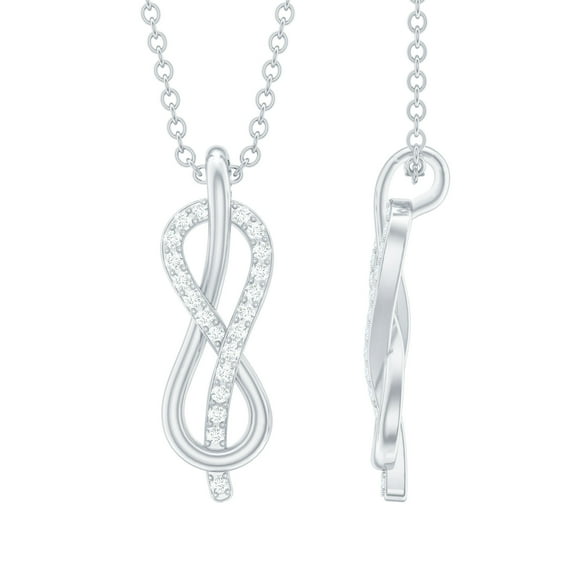 Rosec Jewels Minimal Infinity Pendant Necklace for Women, Certified Moissanite Pendant, 925 Sterling Silver