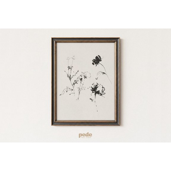 Minimal Ink Floral Study Poster