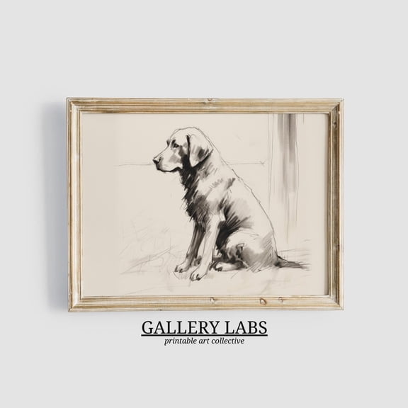 Minimal Labrador Sketch Line Drawing Dog Art Poster, Unframed Paper Poster 8x10in