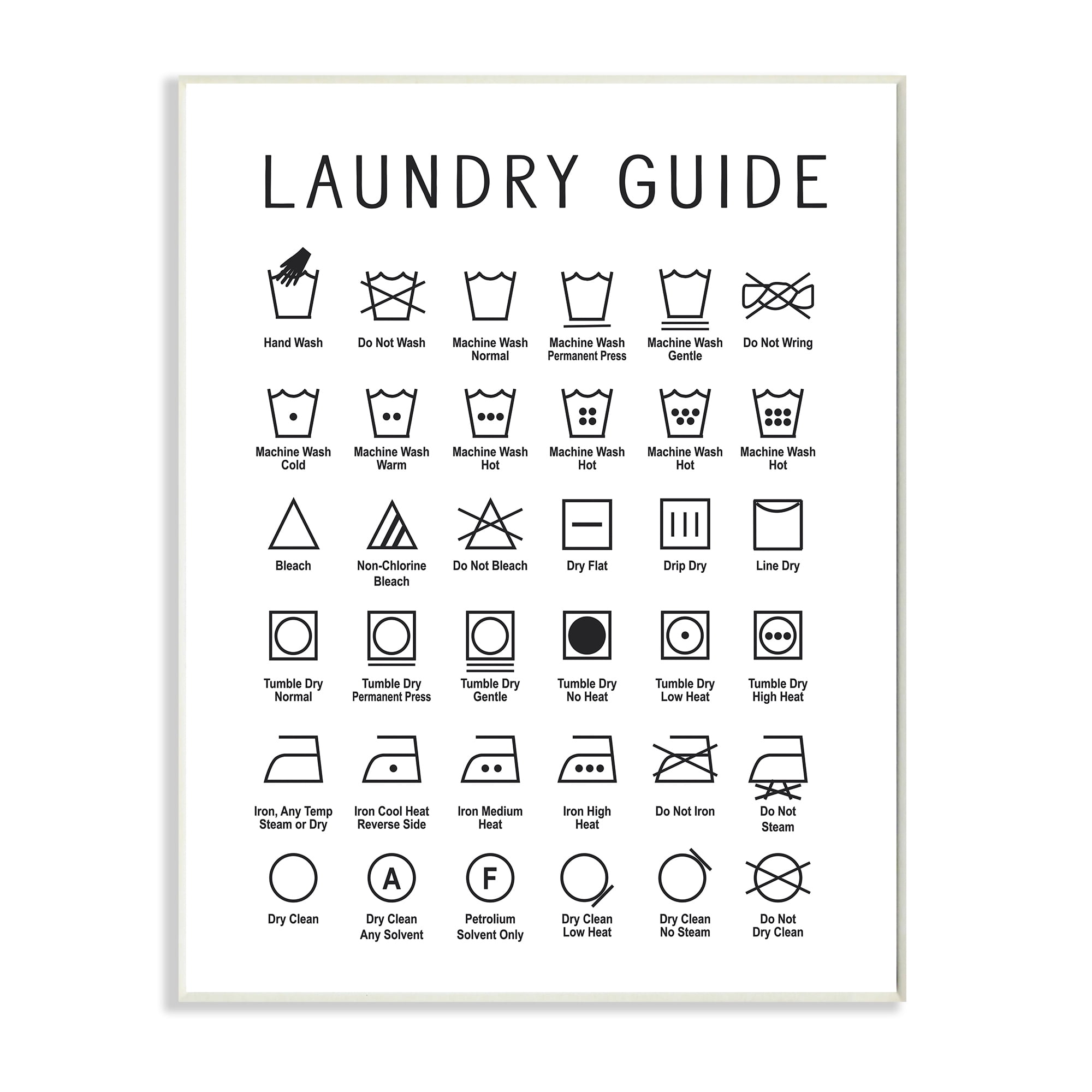 Minimal Laundry Guide Cleaning Chart Helpful Symbols 10 in x 15 in ...