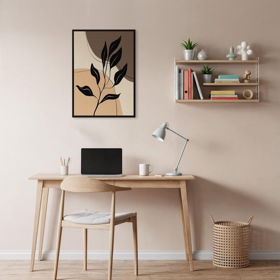 Minimal Leaf Line Art Wall Art, Japandi Botanical Decor, Unframed Paper Print Size 8x12