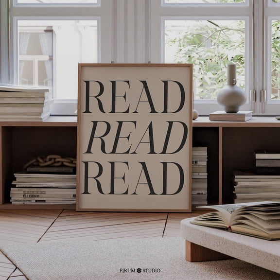 Minimal Library Wall Art – Neutral Typographic Book Quote Modern Reading Decor 0569