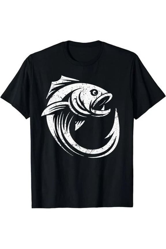 Minimal Line Art Fish Hook Tee with Peaceful Angler Theme and Gentle Outdoor Vibes – Unisex Cotton T-Shirt, Sizes S-5XL