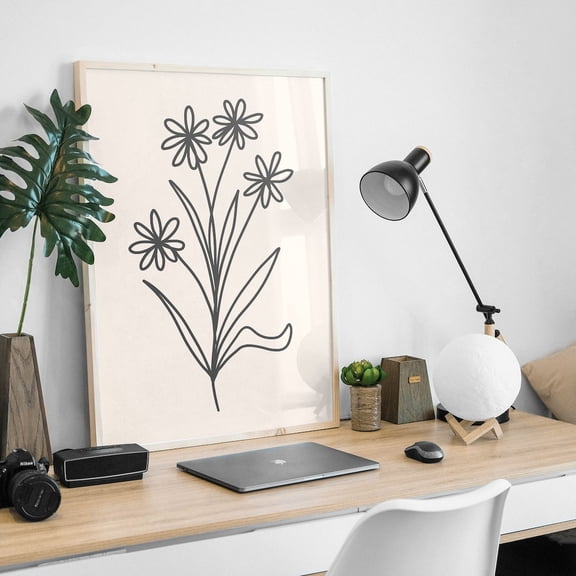 Minimal Line Botanical Gallery Wall Black Floral Art Cute Trendy Design2 Poster, Unframed Size 16x24