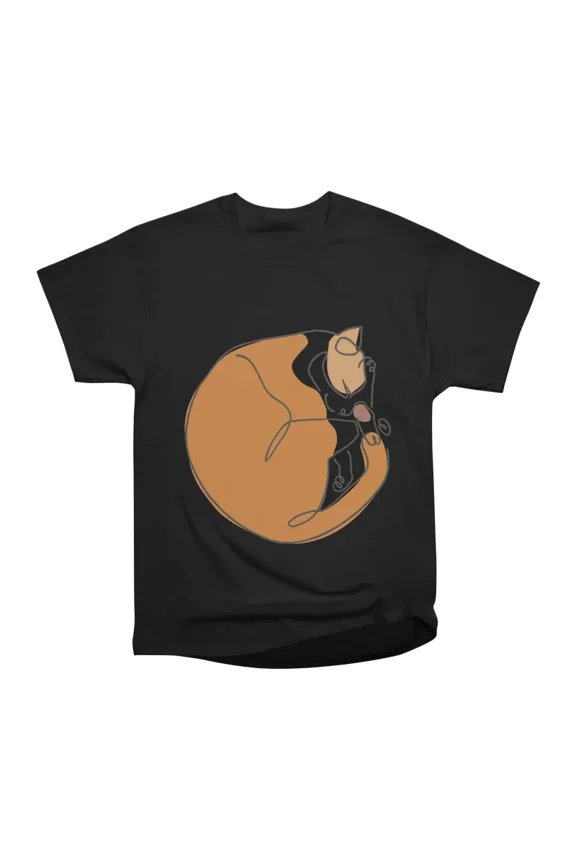 Minimal Line Cat Sleep T-Shirt Tee Gift For Him Merch For Her Apparel For Friend