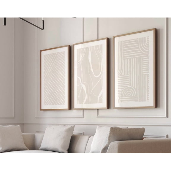 Minimal Line Drawing Modern Abstract Art Beige Minimal Line Art Simple Line Art Minimal Modern Wall Decor Prints Set 3