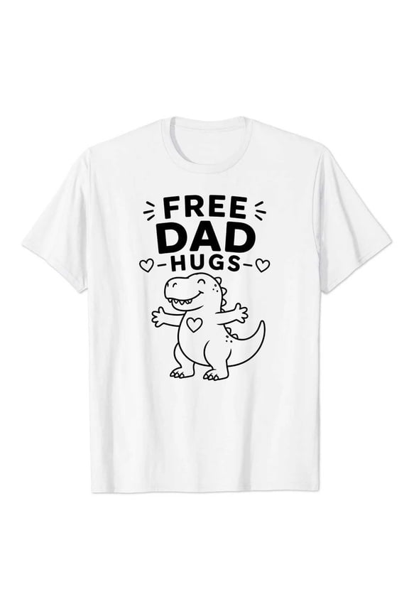 Minimal Line Typography Free Dad Hugs T-Rex Pride LGBT Support Graphic T-Shirt Gift Tee
