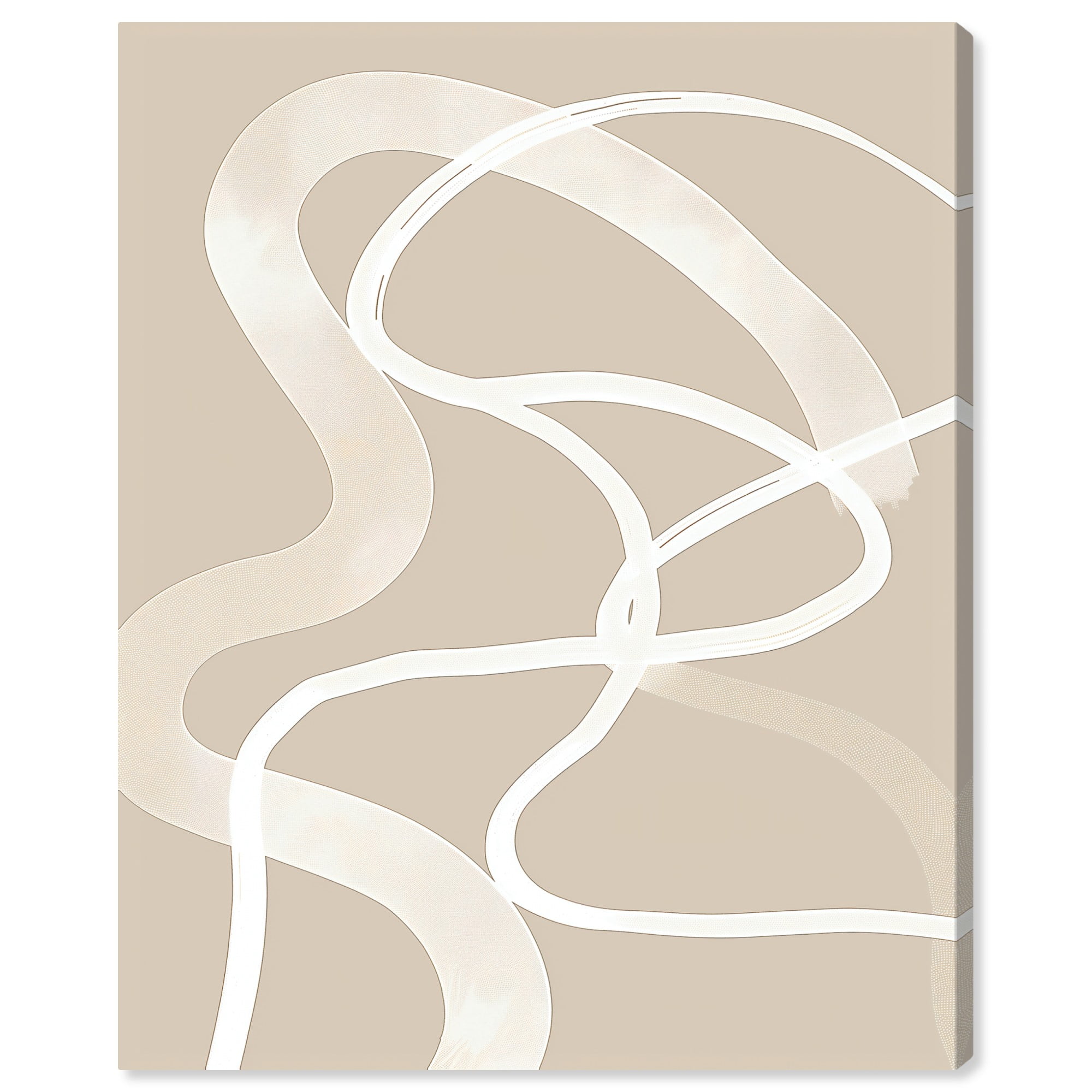 Boho Minimalist Beige and White Abstract Canvas Art, 16" x 20"