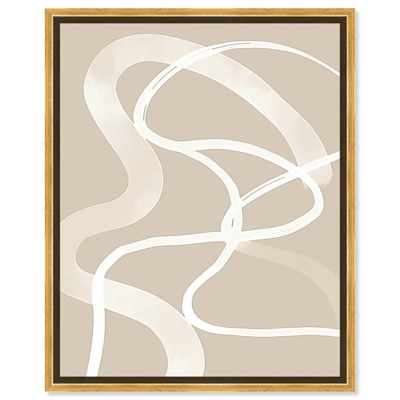 Minimal Lines Poster Canvas Boho Minimalist Abstract Wall Art by Art Remedy, Gold Frame, 24" x 30"