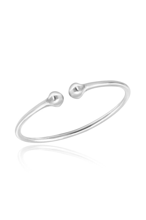 Minimal Mini Sphere Open-Ended Cuff Sterling Silver Wrap Ring-7